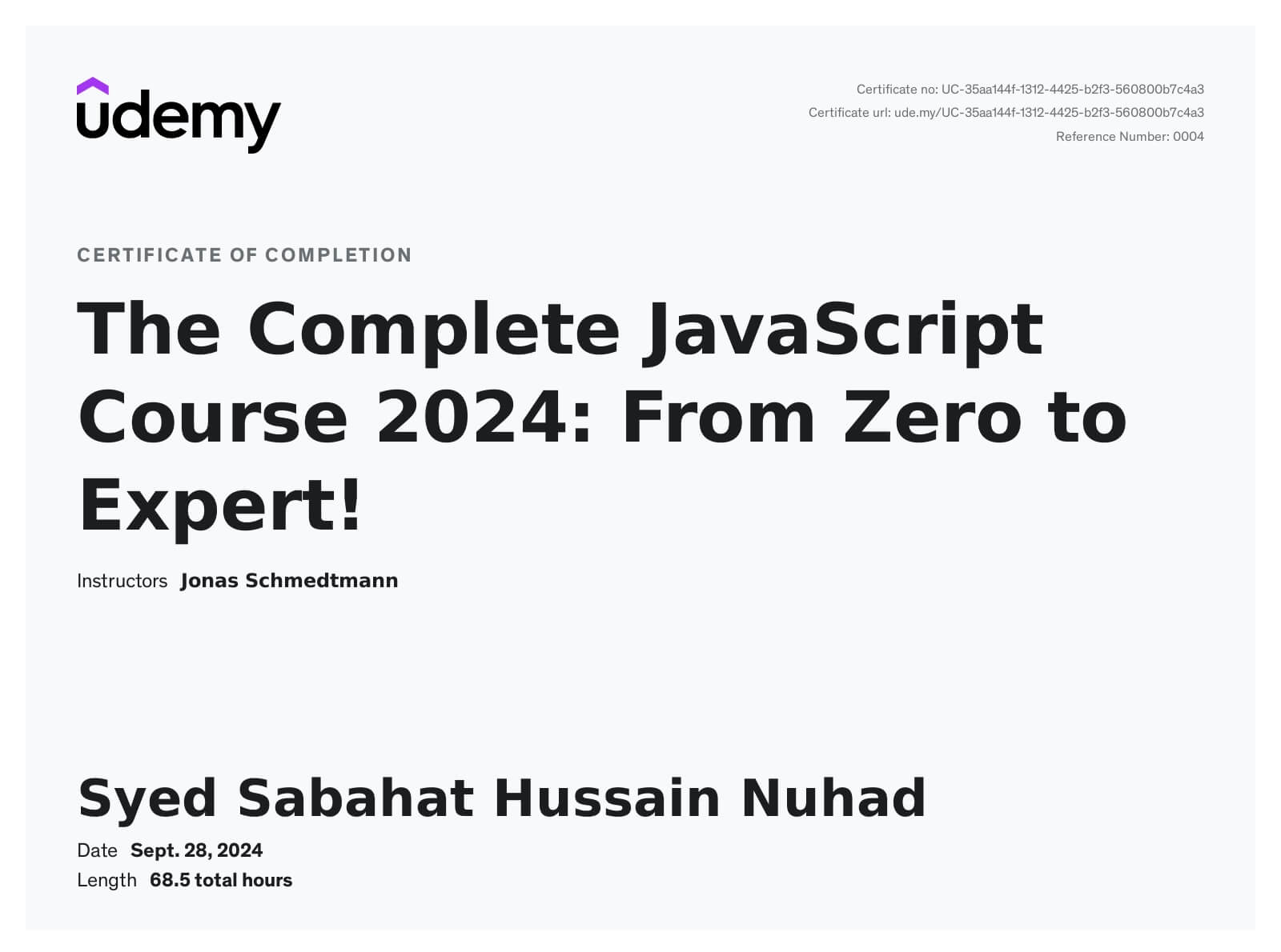 JavaScript by Jonas Schmedtmann